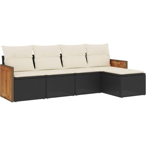 Maison Exclusive - Set de muebles de jardín 5 pzas y cojines ratá (1/3)