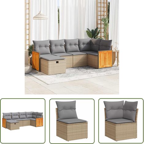 vidaXL Salon de jardin avec coussins 6 pcs beige résine tressée (1/5)