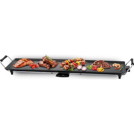 Plancha XXL Dolce Casa DC-PLA-90-CM Antiadhésive - Thermostat Ajustable, 1800W Poignée Rembourrée, pour 8 Personnes, 90 x 23CM