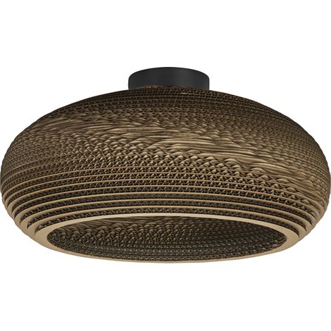 OSRAM Plafonnier Decor Cardboard Drop marron en carton ondulé, léger, E27, 400 mm de diamètre, abat-jour en matériau recyclé, durable grâce à sa source lumineuse remplaçable, montage facile (1/5)