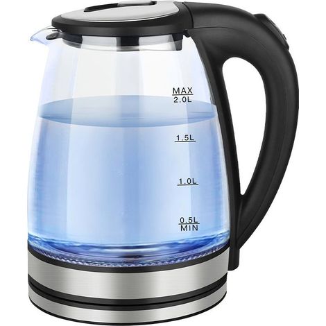 Bouilloire électrique 2 litres 2000 watts Verre borosilicate Arrêt automatique Protection anti-séchage Facile à nettoyer (1/5)