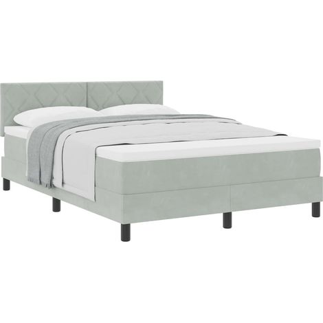 Maison Exclusive - Letto a molle con materasso Grigio chiaro 140 x 190 cm Velluto