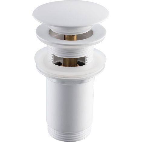 Bonde de lavabo en laiton Click-Clack modèle C universelle pour lavabo 1/4 de pouce avec trop-plein blanche (1/5)