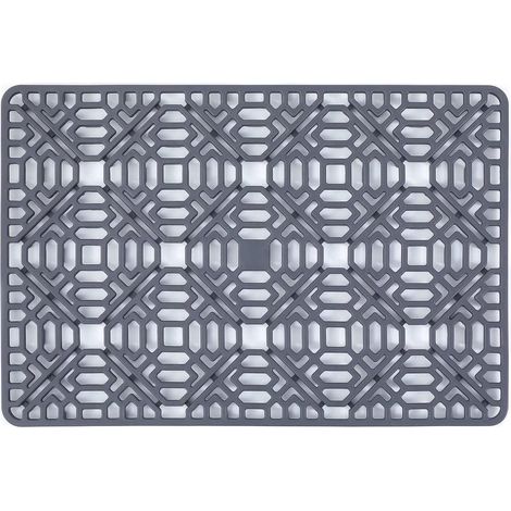 Tapis d'évier lot de 1 en silicone 40 x 27 cm résistant à la chaleur pour évier plan de travail et séchage de la vaisselle (1/5)