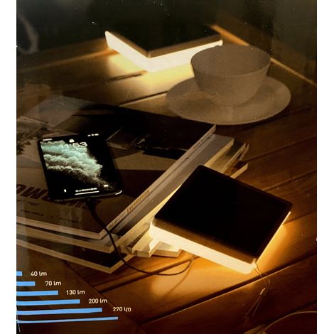 Lampe de table LED solaire NOMADE, Noire - 5 modes d'éclairages (1/4)