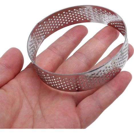 Cercle à tarte circulaire de 10 cm en acier inoxydable perforé pour pizza et desserts à faire soi-même (1/5)