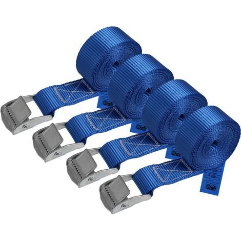 Correa de sujeción AIDUCHO con forma de garra - Azul - Carga máxima 250 kg, 4 piezas de 2,5 cm x 2,5 m (1/5)