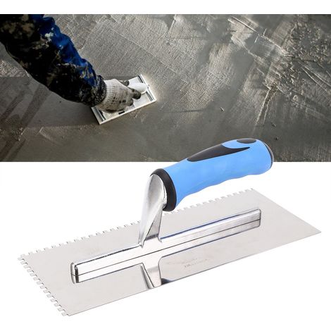 Truelle dentée carrée en acier inoxydable 1710 420 de 4 mm pour la pose de carrelage et de céramique. Cette truelle dentée à poignée ergonomique est l'outil idéal pour la pose de ciment, de béton, de (1/5)