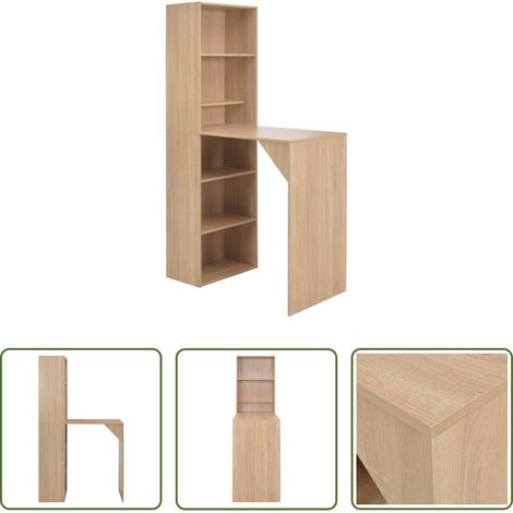 Bois d'ingénierie - Table de bar avec armoire Chêne 115x59x200 cm (1/5)