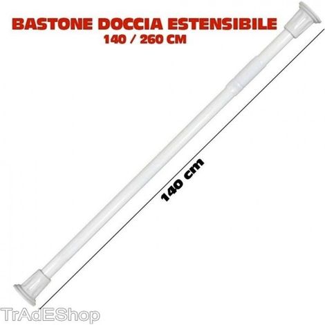 Trade Shop - Bastone Asta Telescopica Per Doccia Armadio Estensible De 140 A 260 Cm - (1/2)