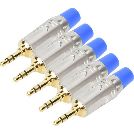 Lot de 5 adaptateurs de câble audio jack métallique 3,5 mm avec tête de soudure pour connecteur stéréo DIY (1/5)