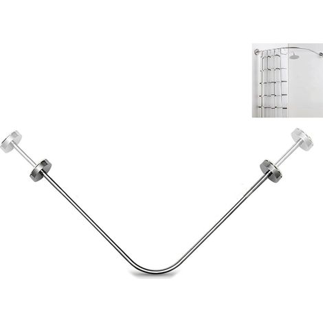 Tringle de douche en L réglable 70–95 cm en acier inoxydable, charge 30 kg (1/5)