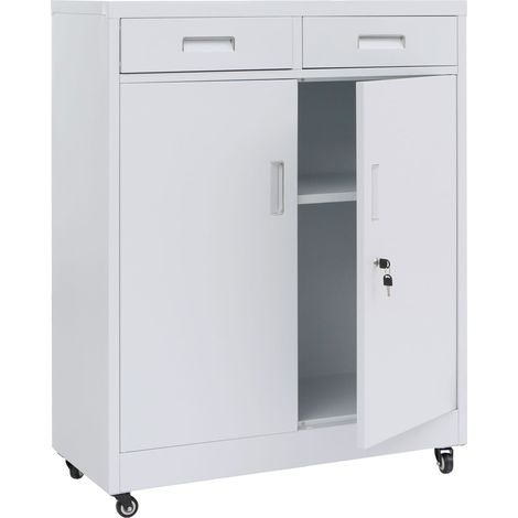 Armario de almacenamiento metálico con prácticas ruedas para oficina 116 x 90 x 40 cm acero blanco 040008880 (1/5)