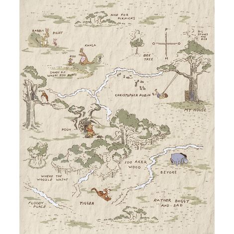 Papier peint panoramique enfant Winnie l’Ourson Carte (1/5)