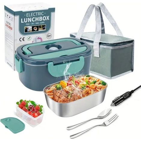 Lunch Box Chauffante, 3 en 1 Boite Chauffante Repas(12V / 24V / 220V), 1.5L Portable Gamelle Chauffante, 60W Boite a Repas Chauffante pour Voiture, Camion, Maison ou Camping (1/4)
