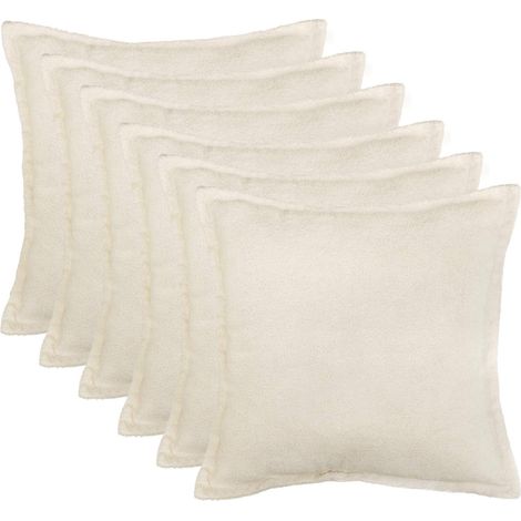 Housse de coussin 6 pcs HOUTEN Crème 30 x 30 cm Bouclé vidaXL (1/5)