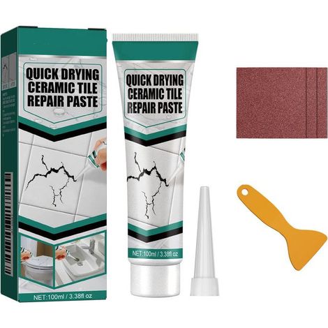 Joint carrelage 100ml prêt à l'emploi – Pâte étanche et séchage rapide – Avec spatule et papier abrasif pour finition (1/5)