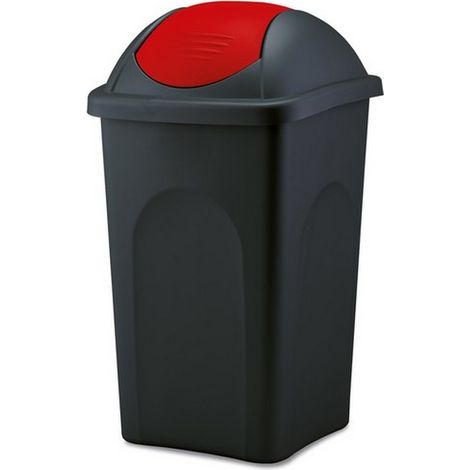 Pattumiera Bidone Bascula Fusto Nero e Bascula Rossa 30 Litri