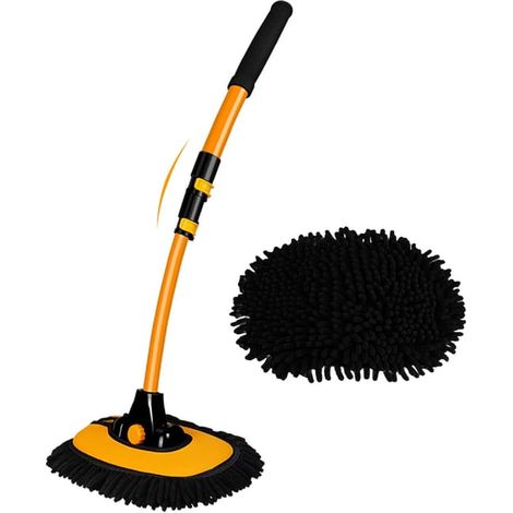 Inclinable 15° Brosse Lavage Voiture avec Manche Rétractable Alliage D’Aluminium Kit Balai Spéciale Nettoyage (1/4)