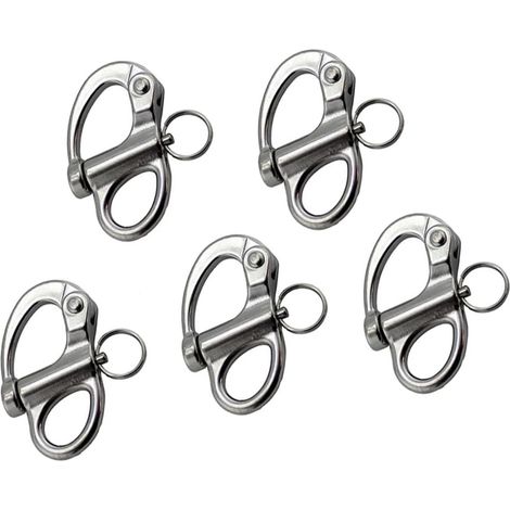 Manille à Pression Fixe en Acier Inoxydable 316, 5 pièces, 35mm, 52mm, 69mm, 96mm, Marine, à dégagement Rapide(35mm-5pcs) (1/5)
