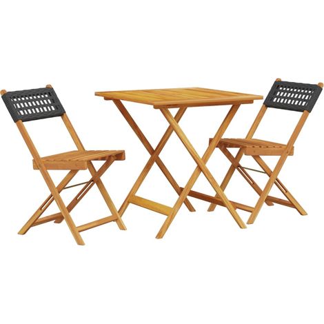 Maison Exclusive - 3-tlg. Bistro-Set Schwarz Poly Rattan und Mass