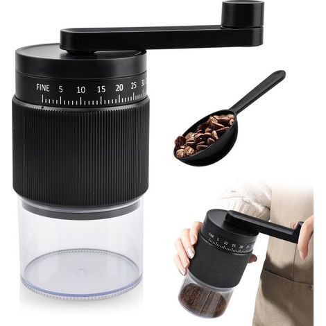 Manuelle Kaffeemühle mit Keramikmahlscheibe, 40 g Fassungsvermögen, 35 Mahlgradeinstellungen, tragbar, ideal für Espresso, French Press, Filterkaffee und Cold Brew. Leise und kompakt, perfekt für zu H