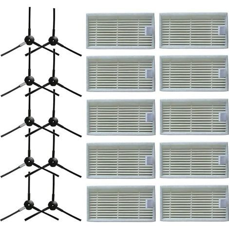 10 brosses latérales + 10 filtres HEPA pour aspirateur robotique Lidl SilverCrest SSR 3000 A1 (1/4)
