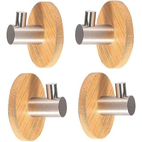 Set mit 4 stahlfreien Bademantelhaken aus Bambus (1/4)