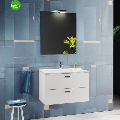 Mobile bagno sospeso con specchiera e lavabo integrato modello alice 80cm composizione completa Savini (1/3)