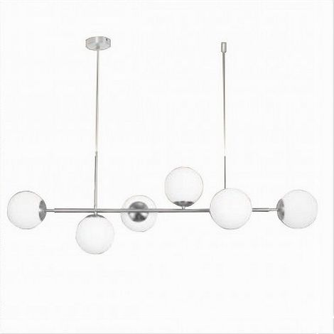 TrAdE Shop Traesio - Lampadario A Sospensione Argento Con 6 Sfere Bolle Bianche In Vetro Attacco G9 33733 - (1/4)