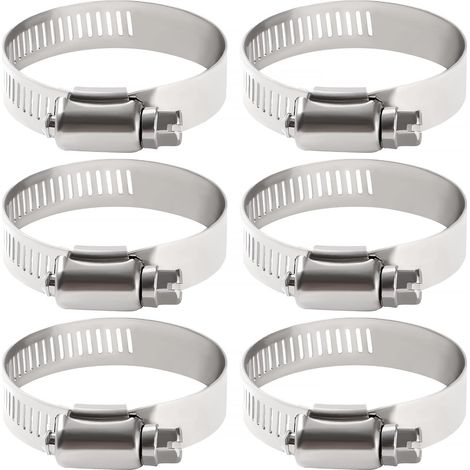 6 Stück verstellbare Schlauchschelle 27–51 mm aus Edelstahl 304 – für Gas, Sanitär, Kabel, Wasserhähne  Robuste, korrosionsbeständige Befestigung (Haushalts-/Industriegebrauch)