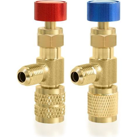 2 Pièces Adaptateur Climatisation - Raccord Rapide Laition - Soupape Sécurité Réfrigérant R22 R410A - 1/4 Mâle vers Femelle - Pour Maintenance Climatiseur - Doré - 2,5x1,5cm (1/5)