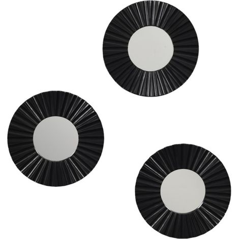 Lot de 3 miroirs diamètre 19cm coloris noir (1/3)