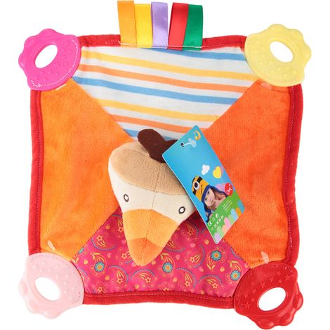 Serviette apaisante pour bébé en forme d'animal mignon avec anneaux de dentition (5) (1/5)