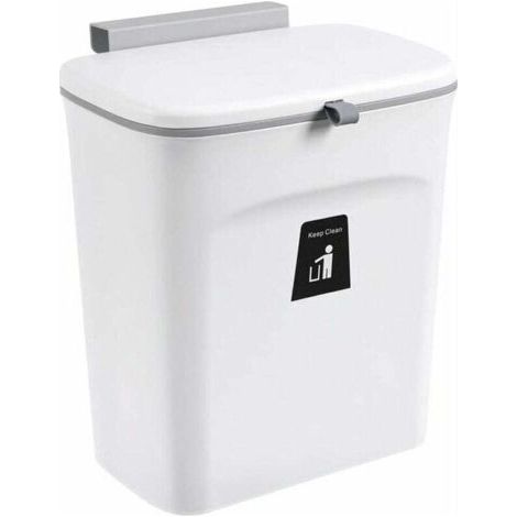 Poubelle Suspendue de 9 L pour Cuisine avec Couvercle - Blanc (1/3)
