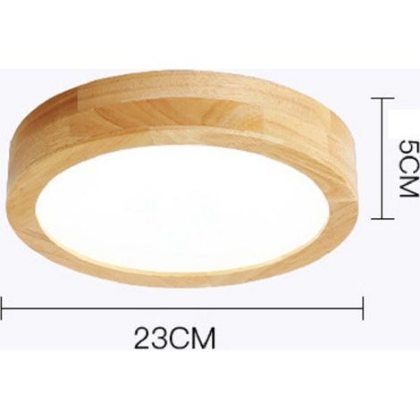 Plafonnier Bois Luminaire plafonnier Plafonnier rond plat nordique Blanc Chaud 23x5cm (1/5)