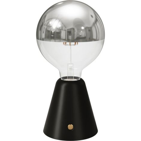 Lampe portative LED rechargeable Cabless01 avec ampoule globo demi-sphère argent - Avec ampoule, Noir (1/5)