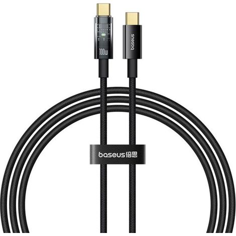 Typ-C Typ-C Kabel, Automatische Abschaltung, 100W, 1m - Baseus Explorer (P10319703111-00) - Cluster Schwarz