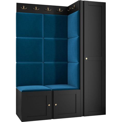 Conjunto para recibidor Hartford 377, Manila 26, 186x124x46cm, Aglomerado laminado, Tapiz, MDF, Montada en la pared, Colocada (1/5)