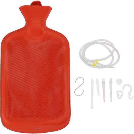 Kit de lavement 2L, poche à lavement, tuyau long, embouts réutilisables, débit d'eau contrôlé pour lavements détoxifiants et purifiants du côlon, rouge (1/5)