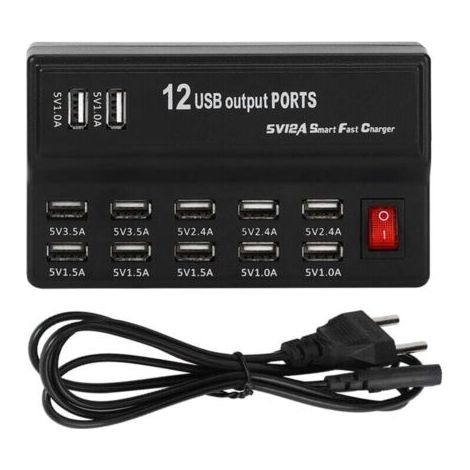 BUNTHAUS PA Station de Charge USB 12 Ports Rapide Universelle 100-240V avec Câble pour Appareils Multiples (1/4)