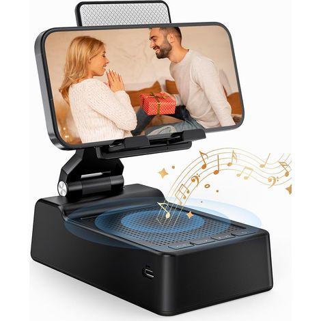Support Téléphone Avec Haut-Parleur Bluetooth - Réglable En Hauteur Et Angle - Compatible Smartphone 4 À 13 Pouces Et Tablettes - 1 Pièce (1/5)
