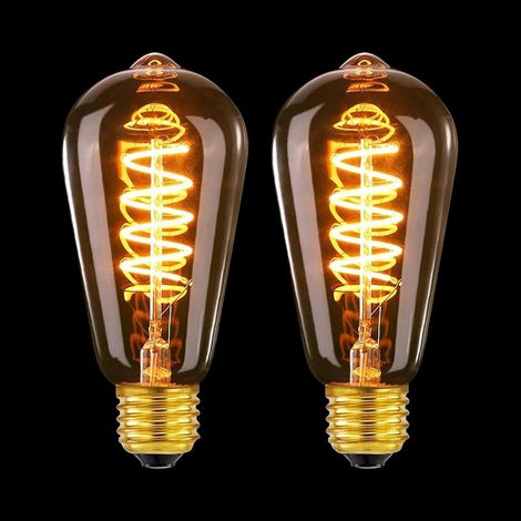 Lot de deux ampoules LED vintage E26, température de couleur 2200K, ampoules Edison 4 watts à intensité variable.-AquaForge (1/5)