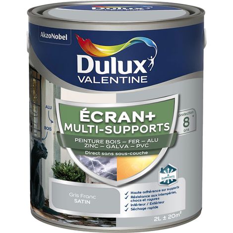 ECRAN+ MULTI-SUPPORTS EXTERIEURE - Peinture en Phase Aqueuse Éxtérieur - Satin Gris Franc 2 L - Dulux Valentine