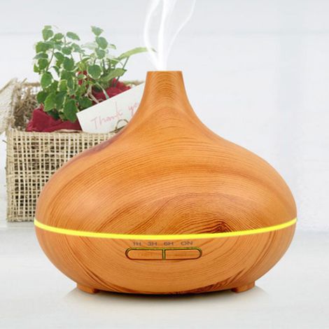 Diffuseur d'Huiles Essentielles Ultrasons en Bois, Humidificateur Silencieux pour Chambre à Coucher, Modèle Bois Clair sans Télécommande (Sans Huile)-lsw (1/2)