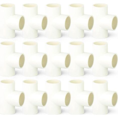 15 pièces 20mm 3 voies en forme de T PVC raccords de connecteur de tuyau blanc, adaptateur de tuyau d'eau de couplage (1/5)