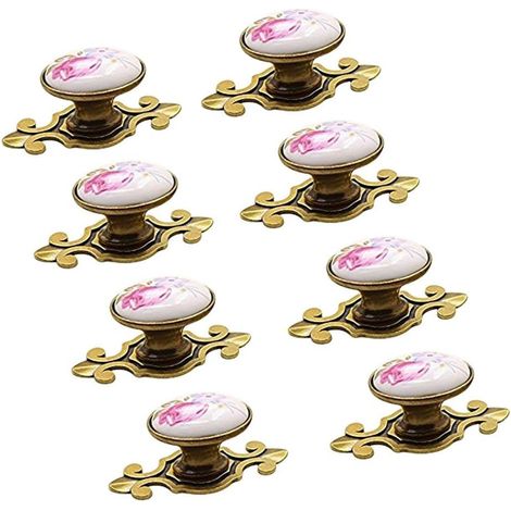JSSEVN - 10 x Door Handles, Door Knobs, Furniture Knobs, Furniture Knob Set, Ceramic Furniture Handle Set, Vintage Style (1/3)