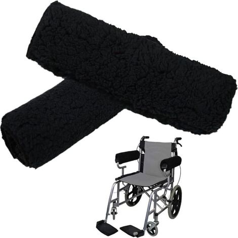 Paire De Housses Accoudoirs Ergonomiques Amovibles Pour Fauteuil Roulant Bureau Scooter Noir (1/5)