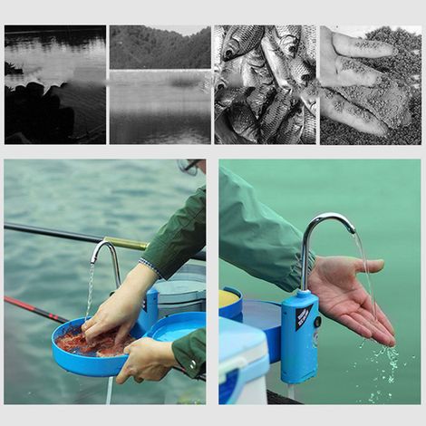 Pompe à oxygène portable pour pêche avec absorption d'eau et détection automatique LED