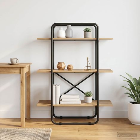 vidaXL Étagère 3 niveaux 80 x 35 x 105 cm PB Chêne artisanal (1/5)